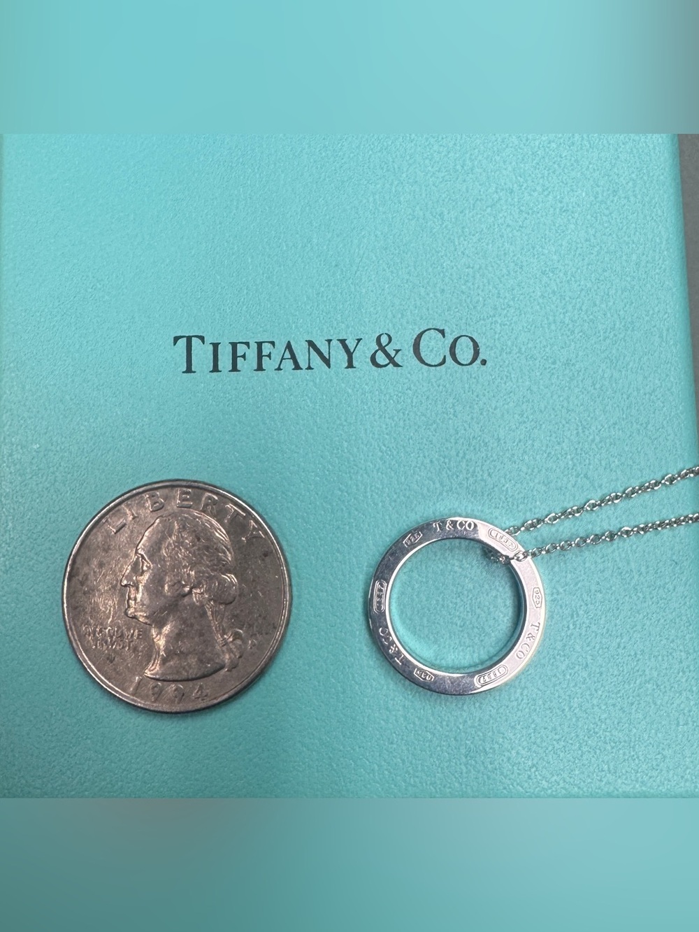 Tiffany & Co. Sterling Silver Circle Pendant Necklace with Tiffany Blue Pouch - Picture 2 of 11